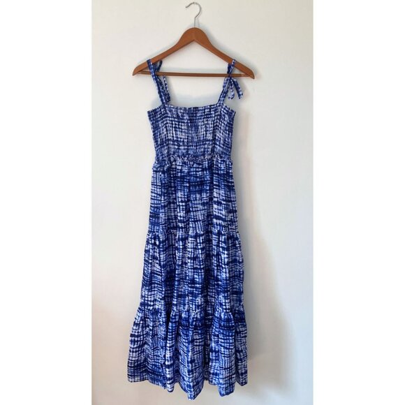 Solid & Striped Shibori Print Dress Indigo Size Medium Linen - Picture 4 of 7